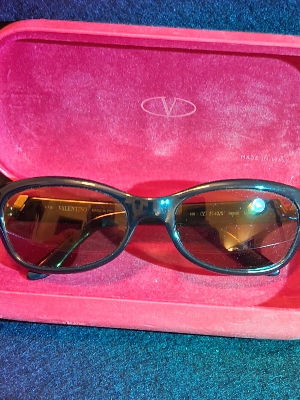 VALENTINO Vintage 90s V Logo Wrap Sunglasses 5142/S Black Red Made In Italy - Picture 14 of 14